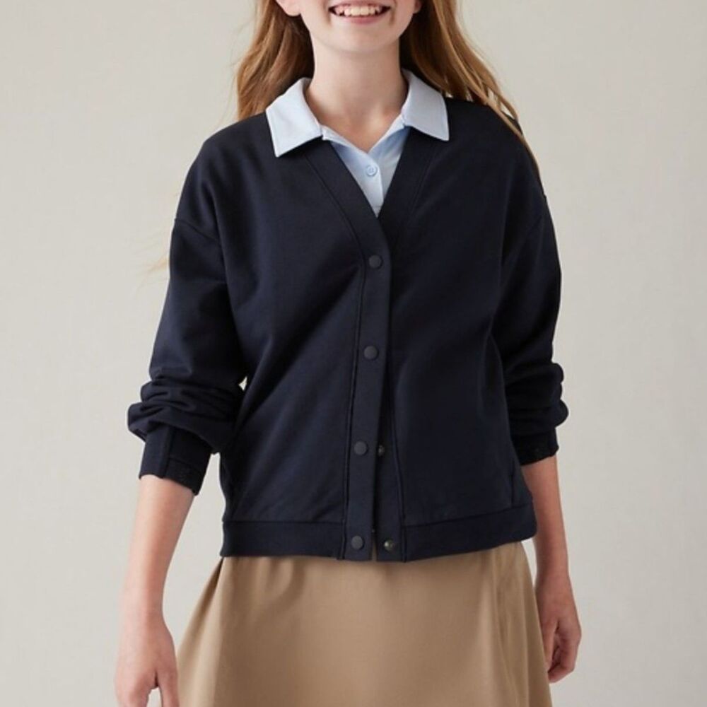 Athleta Girl Long Sleeve V-Neck Cardigan Blue XXL/16